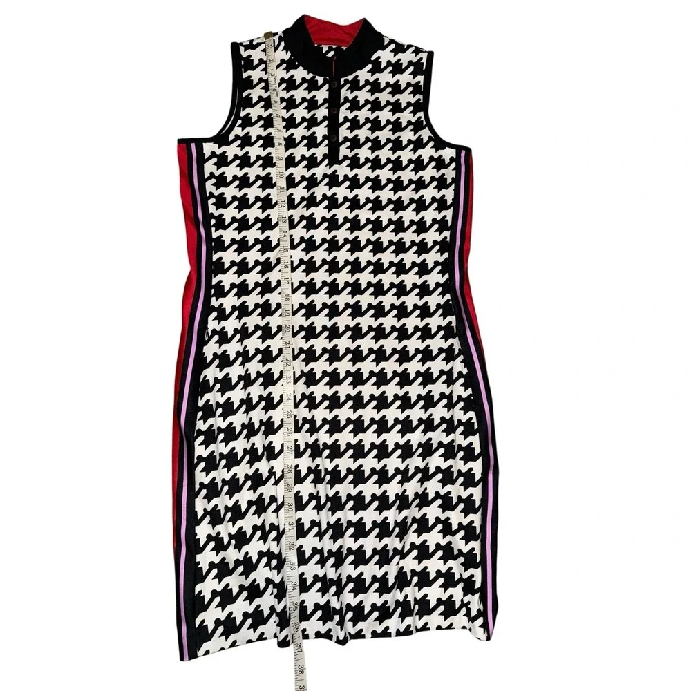 Tail Activewear Sleeveless Dress Houndstooth Stretch Sz M Button Neck Pickleball